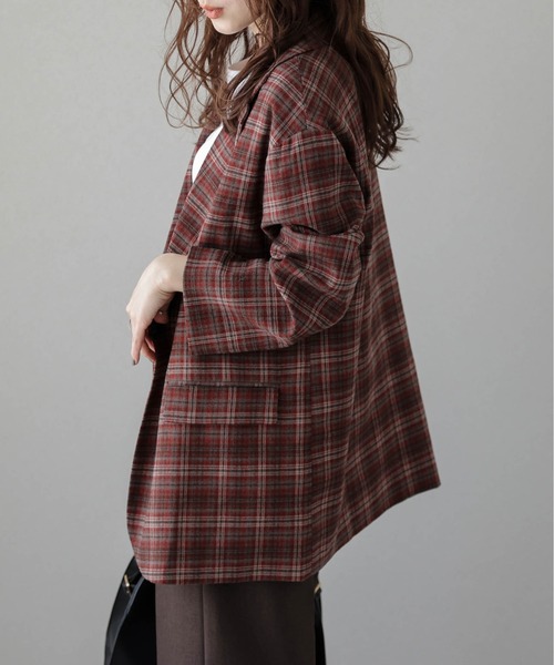 SUGAR BISKET（シュガービスケット）の「チェック柄テーラードジャケット（テーラードジャケット・レディース・レッド/ブラウン/ブラック・フリー）」の21枚目の写真
