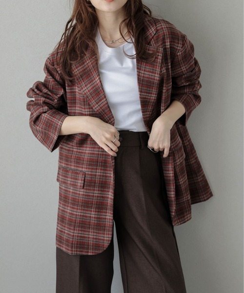 SUGAR BISKET（シュガービスケット）の「チェック柄テーラードジャケット（テーラードジャケット・レディース・レッド/ブラウン/ブラック・フリー）」の18枚目の写真