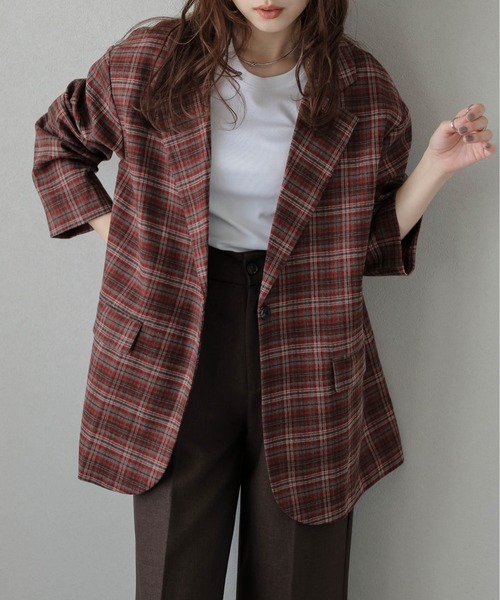 SUGAR BISKET（シュガービスケット）の「チェック柄テーラードジャケット（テーラードジャケット・レディース・レッド/ブラウン/ブラック・フリー）」の22枚目の写真