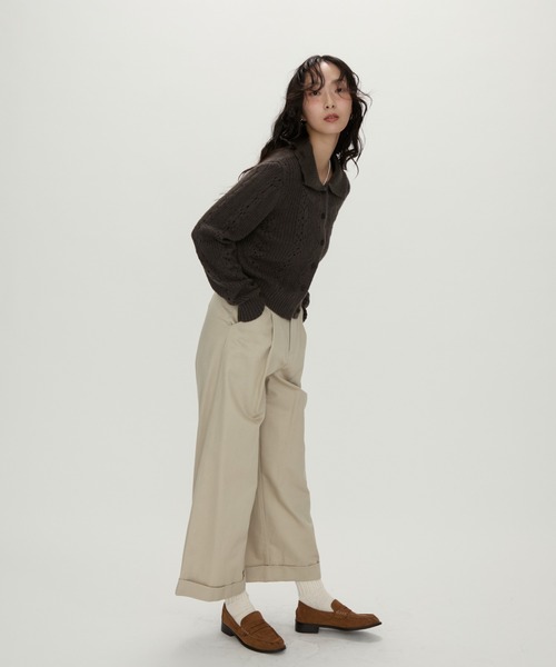 NUJOH（ヌゾ）の「Lace Knit Collar knit / レース編み襟付きニット（ニット/セーター・レディース・カーキ/チャコールグレー/グレー・FREE）」の8枚目の写真