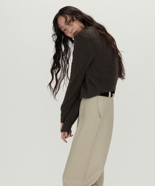 NUJOH（ヌゾ）の「Lace Knit Collar knit / レース編み襟付きニット（ニット/セーター・レディース・カーキ/チャコールグレー/グレー・FREE）」の11枚目の写真