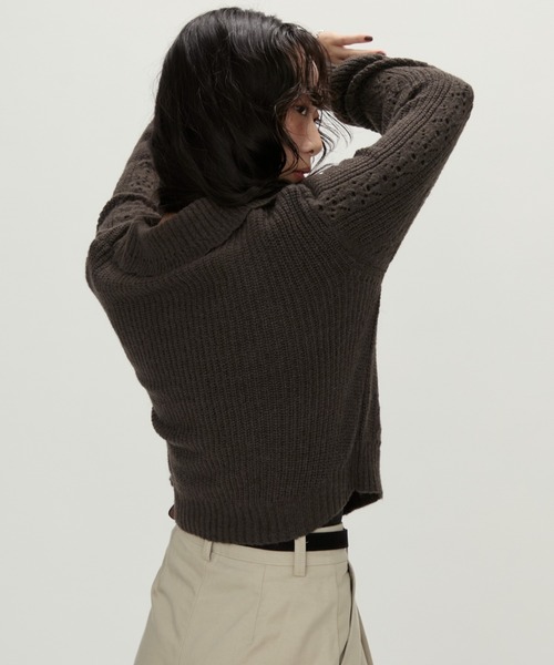NUJOH（ヌゾ）の「Lace Knit Collar knit / レース編み襟付きニット（ニット/セーター・レディース・カーキ/チャコールグレー/グレー・FREE）」の12枚目の写真