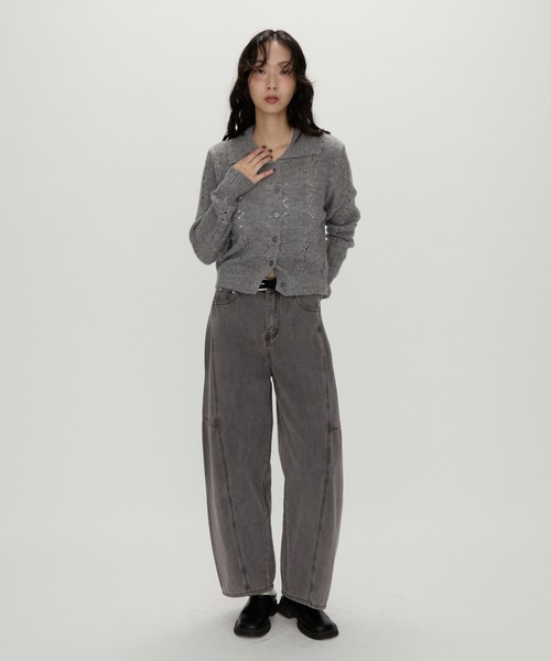 NUJOH（ヌゾ）の「Lace Knit Collar knit / レース編み襟付きニット（ニット/セーター・レディース・カーキ/チャコールグレー/グレー・FREE）」の17枚目の写真