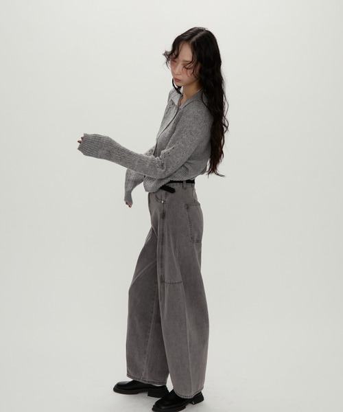 NUJOH（ヌゾ）の「Lace Knit Collar knit / レース編み襟付きニット（ニット/セーター・レディース・カーキ/チャコールグレー/グレー・FREE）」の20枚目の写真