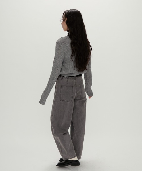 NUJOH（ヌゾ）の「Lace Knit Collar knit / レース編み襟付きニット（ニット/セーター・レディース・カーキ/チャコールグレー/グレー・FREE）」の21枚目の写真
