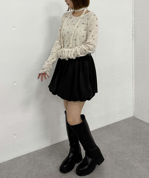 archives(アルシーヴ)の「花柄シアーベロアTOPS(Tシャツ/カットソー・レディース・アイボリー/ブラック・MEDIUM)」の10枚目の写真