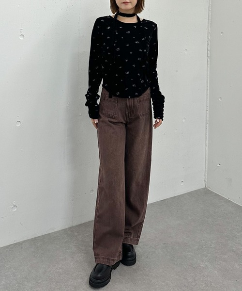 archives(アルシーヴ)の「花柄シアーベロアTOPS(Tシャツ/カットソー・レディース・アイボリー/ブラック・MEDIUM)」の17枚目の写真