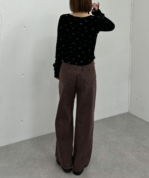 archives(アルシーヴ)の「花柄シアーベロアTOPS(Tシャツ/カットソー・レディース・アイボリー/ブラック・MEDIUM)」の22枚目の写真
