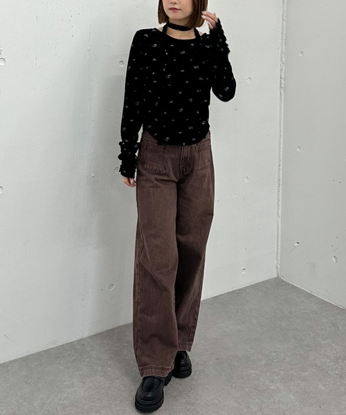 archives(アルシーヴ)の「花柄シアーベロアTOPS(Tシャツ/カットソー・レディース・アイボリー/ブラック・MEDIUM)」の19枚目の写真