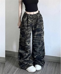ドロスト迷彩柄デニムワイドパンツ