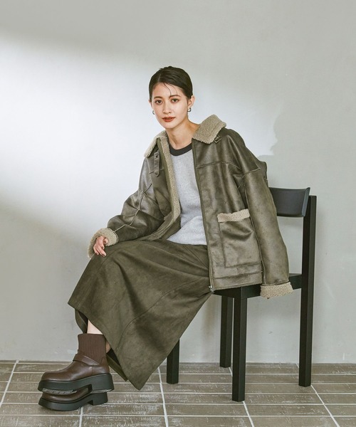 新同✩32万✩本物✩ムートンコート✩ブルーフォックス✩柔らか軽い✩ツルツル革 DOUBLE STANDARD CLOTHING（ダブルスタンダードクロージング）の「SOV