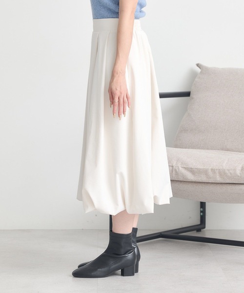 earth music&ecology（アースミュージックアンドエコロジー）の「バルーンミディスカート（スカート・レディース・アイボリー/ブラック・F）」の4枚目の写真