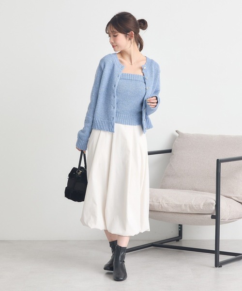 earth music&ecology（アースミュージックアンドエコロジー）の「バルーンミディスカート（スカート・レディース・アイボリー/ブラック・F）」の11枚目の写真