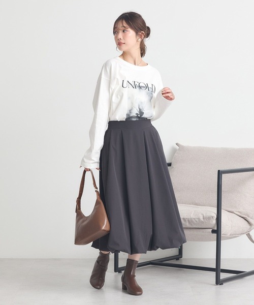 earth music&ecology（アースミュージックアンドエコロジー）の「バルーンミディスカート（スカート・レディース・アイボリー/ブラック・F）」の15枚目の写真