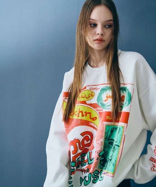 RNA(アールエヌエー)の「M2579 フィールプリントトレーナー(スウェット・レディース・ホワイト/アッシュグレー/ブラック・MEDIUM)」の2枚目の写真