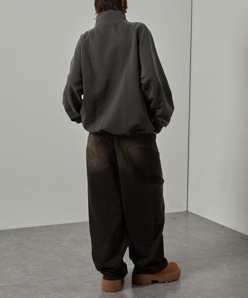 セール】【Alfred Alex】ヴィンテージ加工ピグメント ワンポイント刺繍