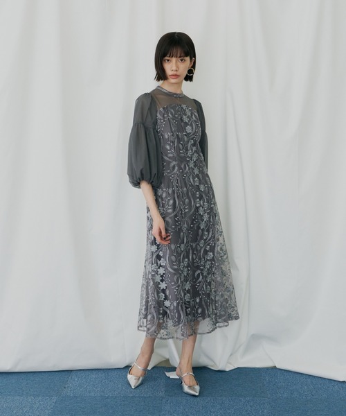 セール】フローラルパターンフレアドレス / floral pattern flare