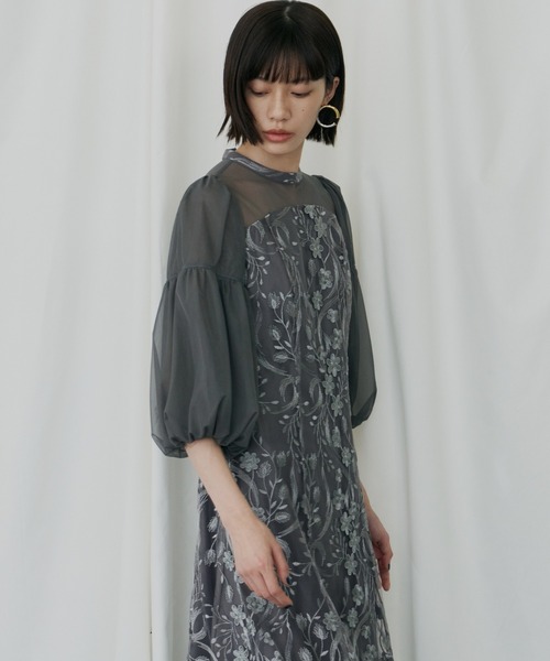 ANDRESD(アンドレスド)の「フローラルパターンフレアドレス / floral pattern flare dress(ドレス・レディース・ピンク/ブルーグレー/ブラック/チャコール・S/M/L)」の8枚目の写真