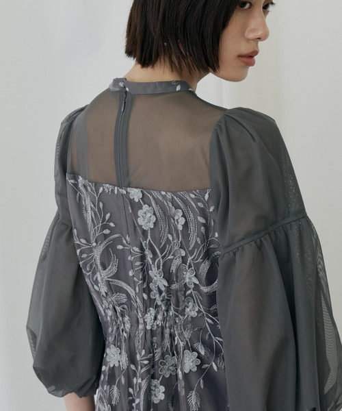 ANDRESD(アンドレスド)の「フローラルパターンフレアドレス / floral pattern flare dress(ドレス・レディース・ピンク/ブルーグレー/ブラック/チャコール・S/M/L)」の11枚目の写真