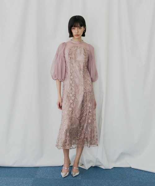 ANDRESD(アンドレスド)の「フローラルパターンフレアドレス / floral pattern flare dress(ドレス・レディース・ピンク/ブルーグレー/ブラック/チャコール・S/M/L)」の13枚目の写真