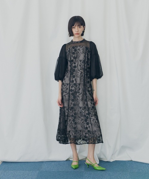 セール】フローラルパターンフレアドレス / floral pattern flare