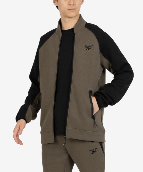 Reebok(リーボック)の「ボンバージャケット / CONTRAST PANEL BOMBER JACKET(ジャージ・メンズ・チャコールグレー×ブラック/アーミー・SMALL/MEDIUM/LARGE/X-LARGE)」の1枚目の写真