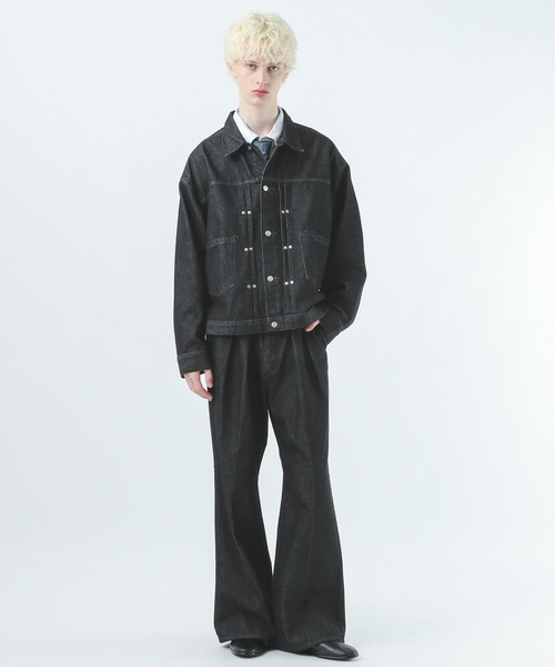 HARE(ハレ)の「【Wrangler×HARE SET UP対応】2タックデニムワイドパンツ(HARE)(デニムパンツ・メンズ・ブラック/ネイビー・SMALL/MEDIUM)」の6枚目の写真