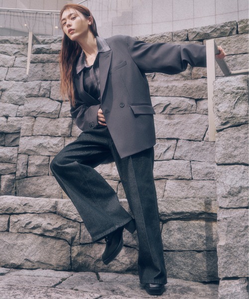 HARE(ハレ)の「【Wrangler×HARE SET UP対応】2タックデニムワイドパンツ(HARE)(デニムパンツ・メンズ・ブラック/ネイビー・SMALL/MEDIUM)」の3枚目の写真