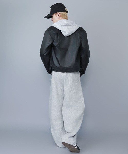 SPINNS（スピンズ）の「短丈合皮ジャケットブルゾン/2ndデザイン/ショート丈/ユニセックス（ブルゾン・メンズ・ブラウン/ブラック・ONESIZE）」の8枚目の写真