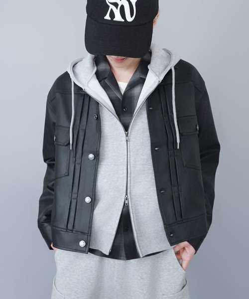短丈合皮ジャケットブルゾン/2ndデザイン/ショート丈/ユニセックス