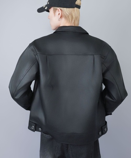 SPINNS（スピンズ）の「短丈合皮ジャケットブルゾン/2ndデザイン/ショート丈/ユニセックス（ブルゾン・メンズ・ブラウン/ブラック・ONESIZE）」の13枚目の写真