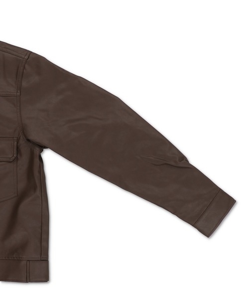 SPINNS（スピンズ）の「短丈合皮ジャケットブルゾン/2ndデザイン/ショート丈/ユニセックス（ブルゾン・メンズ・ブラウン/ブラック・ONESIZE）」の22枚目の写真