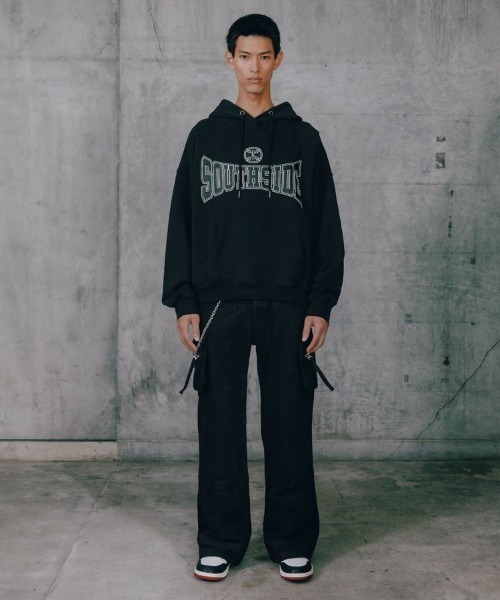 STYLISE（スタイライズ）の「【BREATH】SOUTHSIDE CROSS LOGO HOODIE / ブラック [BR25AW-C5005]（パーカー・メンズ・ブラック・M）」の5枚目の写真