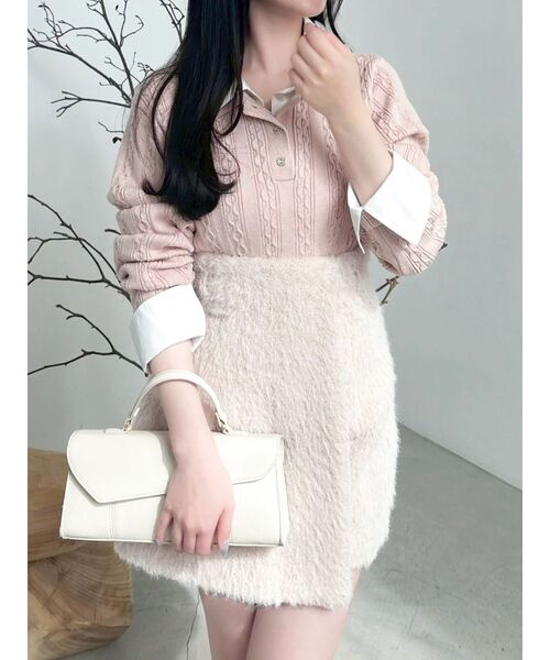 dazzlin(ダズリン)の「シャギースコート(スカート・レディース・ピンク/アイボリー/チャコールグレー・SMALL/MEDIUM)」の7枚目の写真