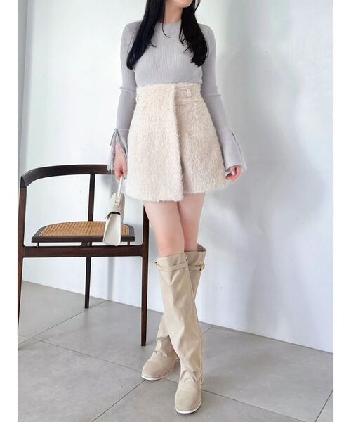 dazzlin(ダズリン)の「シャギースコート(スカート・レディース・ピンク/アイボリー/チャコールグレー・SMALL/MEDIUM)」の9枚目の写真