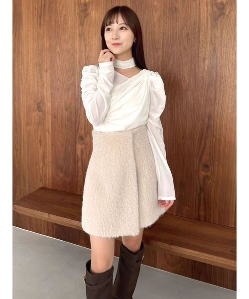 dazzlin(ダズリン)の「シャギースコート(スカート・レディース・ピンク/アイボリー/チャコールグレー・SMALL/MEDIUM)」の11枚目の写真