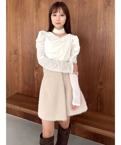 dazzlin(ダズリン)の「シャギースコート(スカート・レディース・ピンク/アイボリー/チャコールグレー・SMALL/MEDIUM)」の12枚目の写真