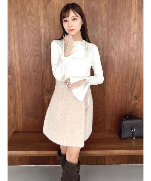 dazzlin(ダズリン)の「シャギースコート(スカート・レディース・ピンク/アイボリー/チャコールグレー・SMALL/MEDIUM)」の13枚目の写真