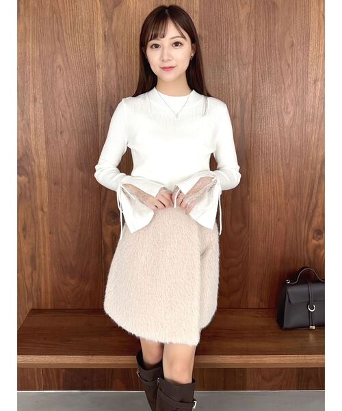 dazzlin(ダズリン)の「シャギースコート(スカート・レディース・ピンク/アイボリー/チャコールグレー・SMALL/MEDIUM)」の14枚目の写真