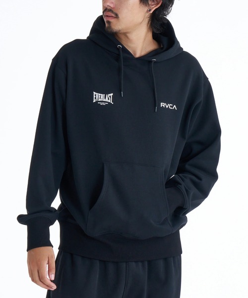 EVERLAST(スポーツ・ライフスタイル)（エバーラスト）の「RVCA メンズ RVCA×EVERLAST HOODIE パーカー 【2025年秋冬モデル】/ルーカエバーラストコラボプルーバーパーカー(SET UP・セットアップ可能・空港コーデ)（パーカー・メンズ・ヘザーグレー/ブラック/ホワイト系その他・MEDIUM/SMALL/X-LARGE/LARGE）」の15枚目の写真