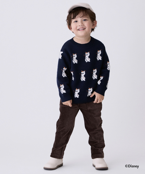 petit main（プティマイン）の「【Disney】オラフ/総柄ニット（ニット/セーター・キッズ・モカ/ネイビー/ライトグレー・S(80-90cm)/L(120-130cm)/M(100-110cm)）」の4枚目の写真
