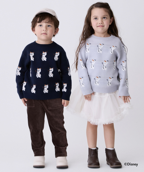 petit main（プティマイン）の「【Disney】オラフ/総柄ニット（ニット/セーター・キッズ・モカ/ネイビー/ライトグレー・S(80-90cm)/L(120-130cm)/M(100-110cm)）」の5枚目の写真