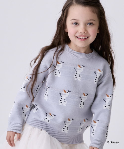 petit main（プティマイン）の「【Disney】オラフ/総柄ニット（ニット/セーター・キッズ・モカ/ネイビー/ライトグレー・S(80-90cm)/L(120-130cm)/M(100-110cm)）」の7枚目の写真