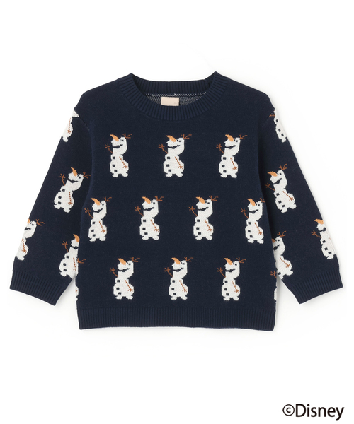 petit main（プティマイン）の「【Disney】オラフ/総柄ニット（ニット/セーター・キッズ・モカ/ネイビー/ライトグレー・S(80-90cm)/L(120-130cm)/M(100-110cm)）」の8枚目の写真
