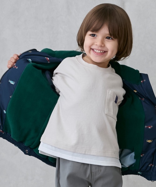 petit main（プティマイン）の「【GOODPRICE/撥水加工】中綿ジャケット（ブルゾン・キッズ・アイボリー/レッド/ラベンダー/ブルー/ネイビー/イエロー/ライトピンク/マルチ・130cm/80ｃｍ/90cm/100cm/110cm/120cm）」の9枚目の写真