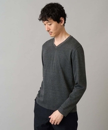 a.v.v（アーヴェヴェ）の「【イージーケア/洗濯機で洗える】グレンチェックジャカードＶネックＴシャツ　通勤/ビジネス/ジャケット〈ON/OFF SERIES〉（Tシャツ/カットソー・メンズ）」