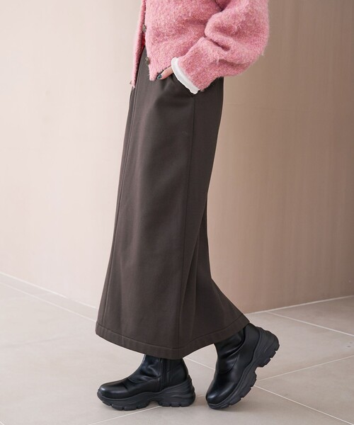 coen（コーエン）の「【REVERSE WARM】あったかナロースウェットスカート（WEB限定サイズあり）（スカート・レディース・ナチュラル/ブラック/ダークブラウン/ダークグレー・M/L/XL）」の12枚目の写真