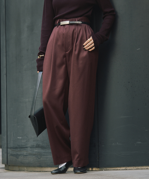 セール】woolタックワイドパンツ（スラックス）｜VERMEIL par iena