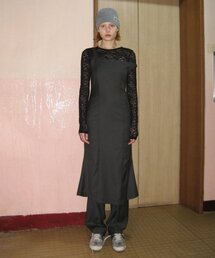 UNBALANCE ONE-SHOULDER LONG DRESS (CHARCOAL)