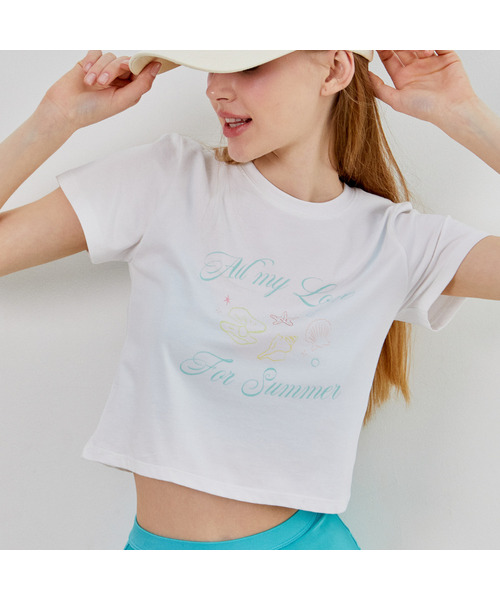 VIKINI VENDER(ビキニベンダー)の「ラブサマー モーダル クロップT - ホワイト(Tシャツ/カットソー・レディース・その他・ONE SIZE)」の1枚目の写真